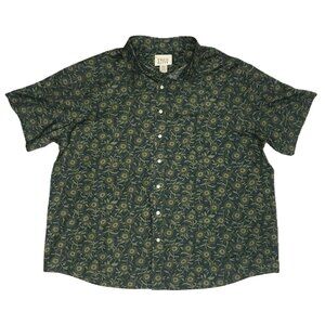True Nation Men's Short Sleeve Navy Blue & Green Floral Button Up Shirt 2XL EUC